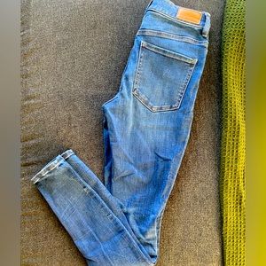 Express distressed high rise skinny jeans